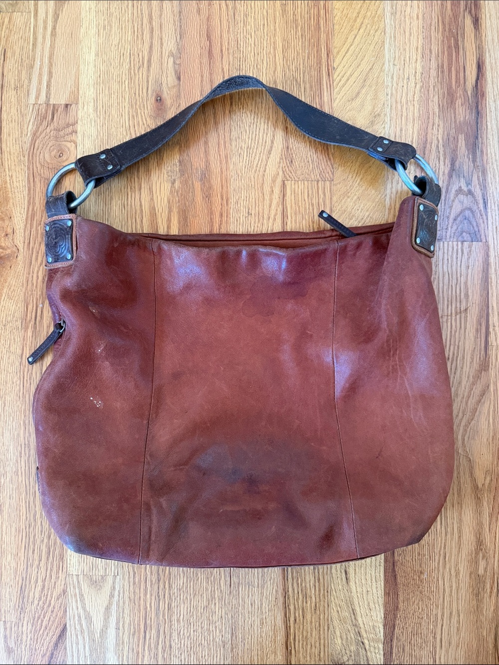 Burnt orange Ellington Leather Hobo Shoulder Bag - Brown shoulder strap